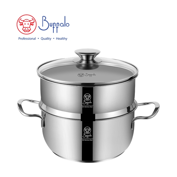 BUFFALO - PRO COOK II 304 Stainless Steel Encapsulated Bottom Stockpot with Steamer 20cm / 2.7L