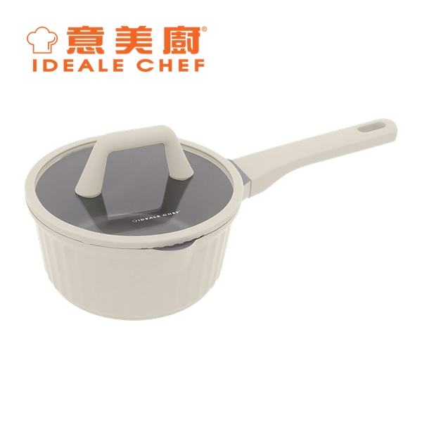 IDEALE CHEF - CANDY II Die Casting Ceramic Non-Stick Aluminium Saucepan w/ Glass Lid 18 x 8.5cm / 1.7L