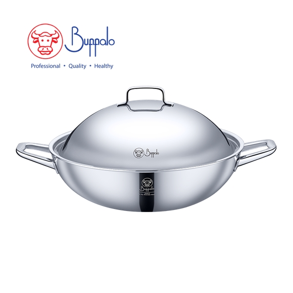 Buffalo - PRIVILEGE 316 Stainless Steel 5-Ply Flat Bottom Wok 36cm (752436A)