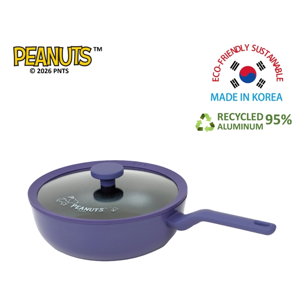 PEANUTS Foodgrade 28cm Deep Depth Frying Wok with Glass Lid