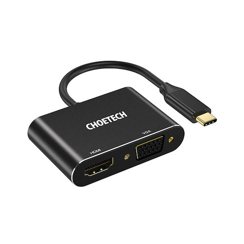 CHOETECH USB-C to HDMI 4K 60Hz + VGA 1080P Adapter