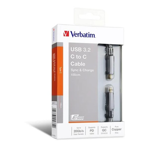 [123F0247] Verbatim USB 3.2 Type C 至 Type C 連接線（100 厘米）