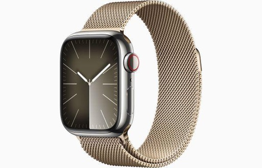 [AAW2401] Apple Watch Series 9 GPS + Cellular 41mm Gold Stainless Steel Case with Gold Milanese Loop