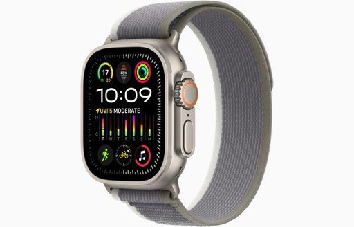 Apple Watch Ultra 2 GPS + Cellular, 49mm Titanium Case with Green/Grey Trail Loop 