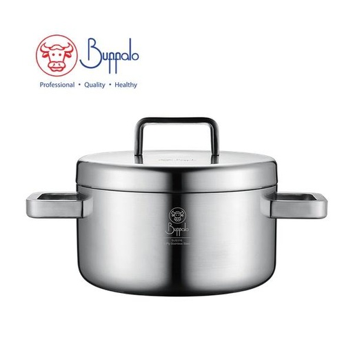 [138F0014] BUFFALO ELEGANT I SUS316 5-PLY CASSEROLE WITH SST LID (22X11CM/3.6L)(3.0MM) 76022C