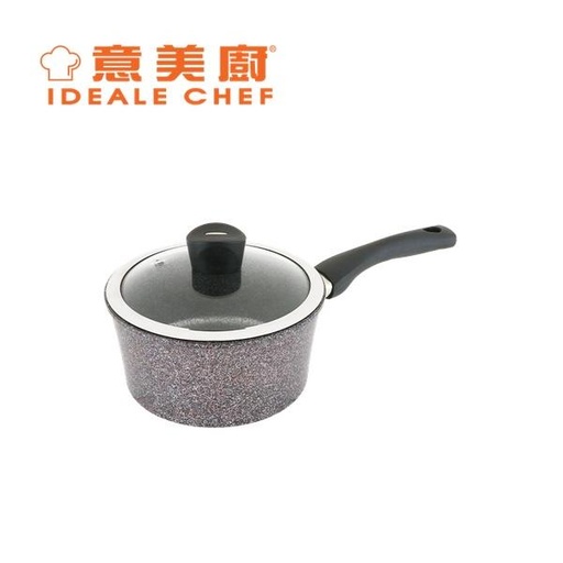 [138F0039] IDEALE CHEF KOREA SELECTED DIE-CAST CURLING NON-STICK 18X8.5CM/1.8L SAUCEPAN W/GLASS LID