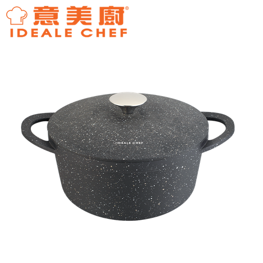 [138F0056] IDEALE CHEF DIE-CAST NON-STICK ROCK EFFECT 20X9.5CM STOCKPOT W/CAST LID (ROCK)