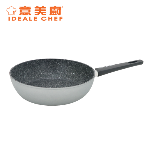 [138F0081] IDEALE CHEF FORGED ALUM NON-STICK ROUGH EFFECT 28X7.5CM DEEP FRYPAN (ICE SILVER) IC31328T