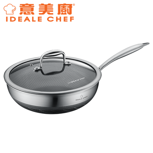 [138F0091] IDEALE CHEF MIX SUS316 3PLY DEEP FRYPAN W/GLASS LID (28X9CM)(2.5MM)