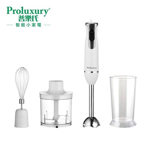 [138F0114] PROLUXURY HAND BLENDER - WHITE  (INCLUDING MINCED MEAT ASSY., EGG BEATER ASSY., AND MIXING CUP)