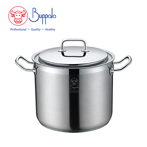 [138F0189] BUFFALO EXCITE 24X20CM/8.5L S/ST CAPSULATED BOTTOM HIGH STOCKPOT WITH S/ST LID