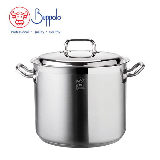 [138F0190] BUFFALO EXCITE 26X21CM/10.6L S/ST CAPSULATED BOTTOM HIGH STOCKPOT WITH S/ST LID