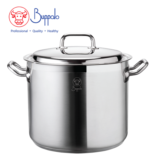 [138F0192] BUFFALO EXCITE 30X22CM/15.0L S/ST CAPSULATED BOTTOM HIGH STOCKPOT WITH S/ST LID