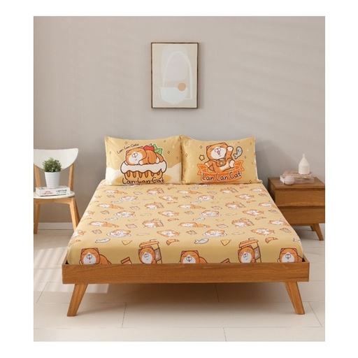 Casablanca Lan Lan Cat Cartoon Cotton Series Fitted Sheet w/Pillowcase (LC005)