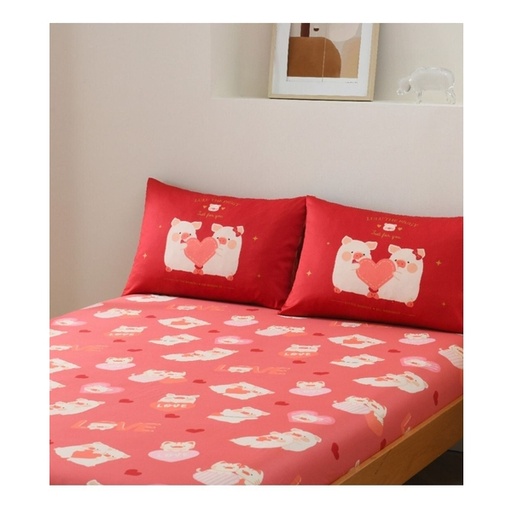 Casablanca LuLu The Piggy Love & Wedding Cartoon Cotton Series Fitted Sheet w/Pillowcase (LU009)