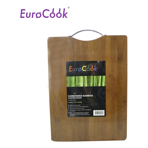 [138F0274] EURO COOK RECT. CARBONIZED BAMBOO CUTTING BOARD WITH HANGER (38X28X1.8CM) EC03CB3828