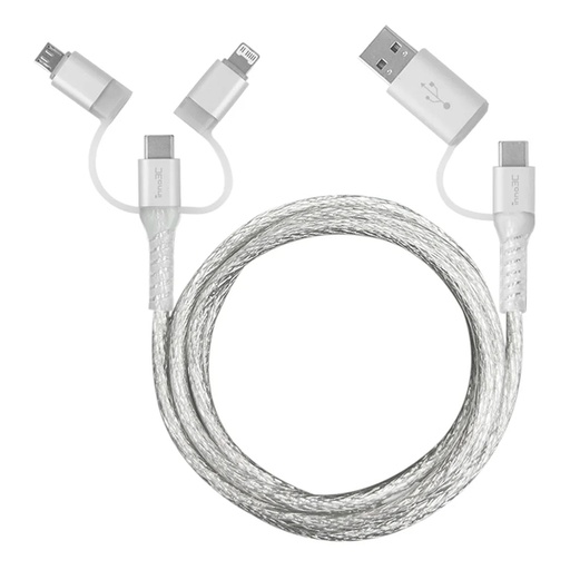 [126F0013] inno3C 五合一 Lightning/Type-C/Micro to USB/Type-C 透明快速充電線1.2M i-5CS-12