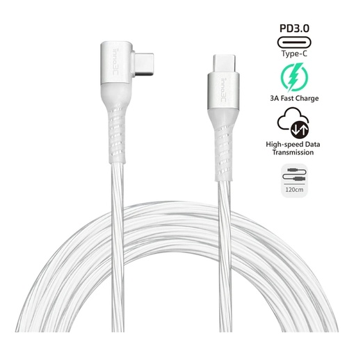 [049F8069] inno3C Type-C to Type-C 60W L型透明快速充電線1.2M  i-60CB-12