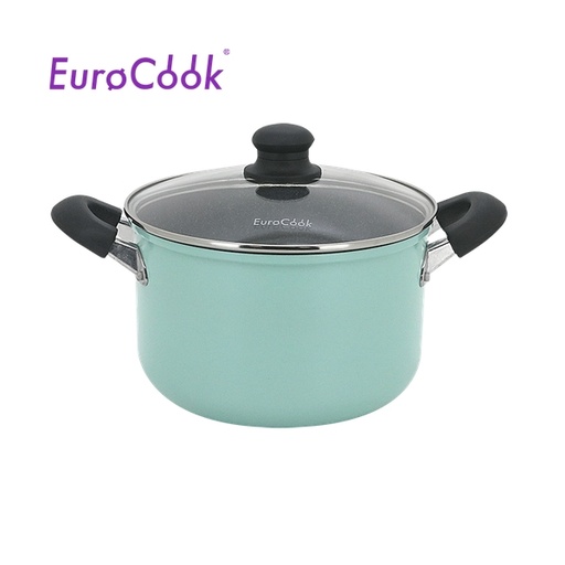 [138F0294] EURO COOK FINE II 雲石紋易潔 22X14CM/4.6L雙耳煲連玻璃蓋 (湖水藍) EC22322S