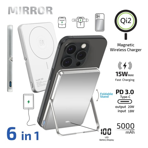 inno3C i-5M3 Qi2 Ultra Slim Magnetic Wireless Power Bank with Stand 5000mAh