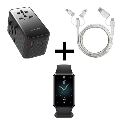 [049F0048B] inno3C i-FT120 GaN 120W 4-Ports AC Socket Universal Travel Adaptor + inno3C i-5CS-12  5 in 1 Cable 1.2M + Honor Band 9
