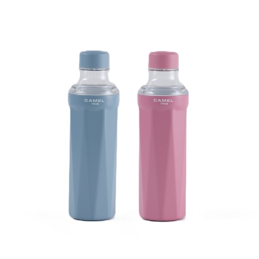 [158F0160B] Camel - Flow53 530ml Ceramic Coated Stainless Steel Vacuum Insulated Bottle - Dirty Pink + Jeans Blue