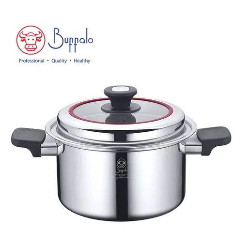 [138F0310] BUFFALO - CLASSIC 316 Stainless Steel 5-Ply Stockpot with Glossy Lid 22cm / 4.8L 76222S