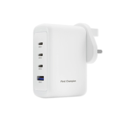 [050F0048] First Champion 4-Port 100W USB 充電器 支援 USB-C & USB-A, UWC4P100W3C-UK