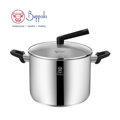 [146F0952] 牛頭牌 WISE COOK II 304不銹鋼加厚底電木雙耳高身煲連玻璃蓋 (24X17CM/7.2L) 35324H