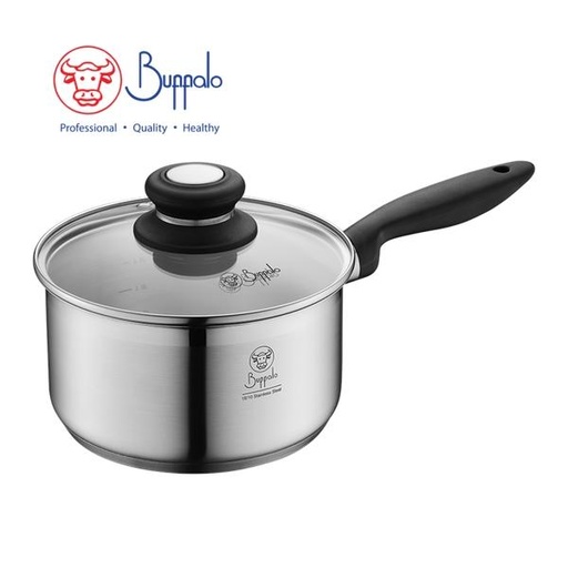 [138F0335] Buffalo - SIMPLE COOK Stainless Steel Saucepan with Glass Lid 18cm / 2.1L (34818P)