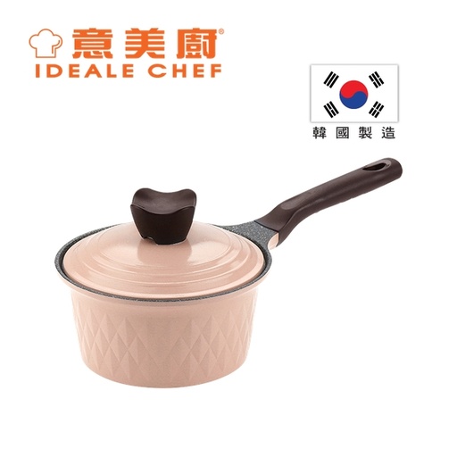 [146F0392] IDEALE CHEF - Korea CRYSTAL II Die-Cast Aluminium Titanium Coated Non-Stick Saucepan w/ Lid 18cm / 2L (IC17618P)
