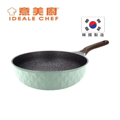 [138F0360] IDEALE CHEF - Korea CRYSTAL II Die-Cast Aluminium Titanium Coated Non-Stick Fry Wok 30 x 9.9cm - Green (IC17630W)