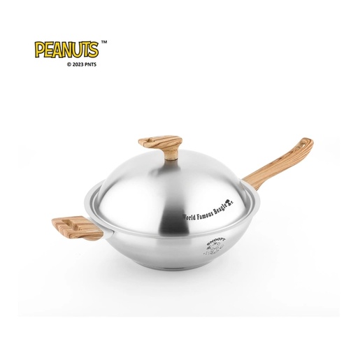 [168F0004] PEANUTS Authorized product foodgrade 30cm stainless steel wok