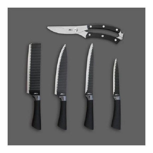 [116F0076] JNC - Stainless Steel Professional Knife Set (5pcs) Black JNC-SSKKP6-BK